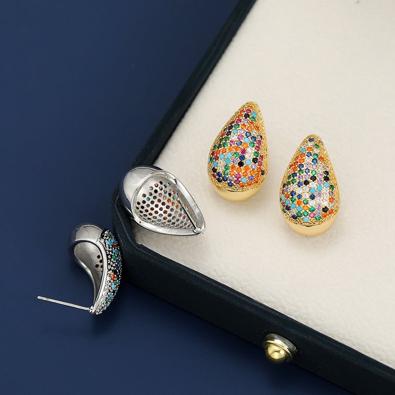 18K Gold - Plated Zircon Teardrop Earring - Runway Regalia