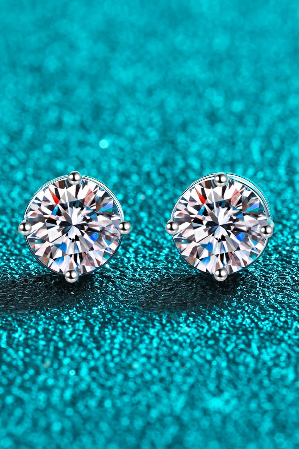 2 Carat Moissanite Rhodium - Plated Stud Earrings - Runway Regalia