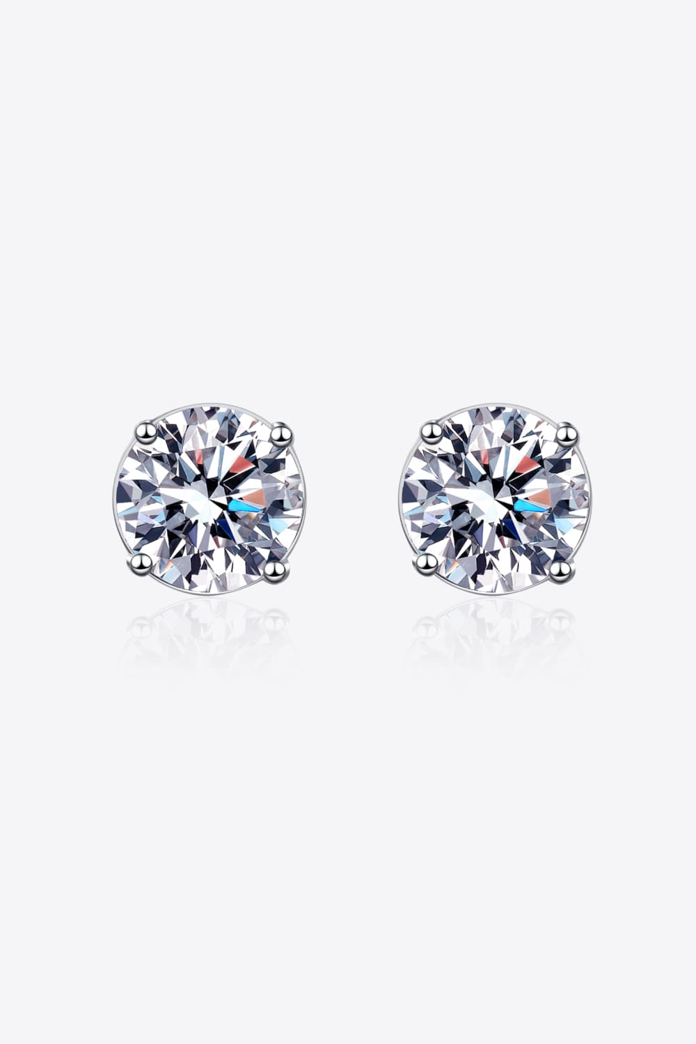 2 Carat Moissanite Rhodium - Plated Stud Earrings - Runway Regalia