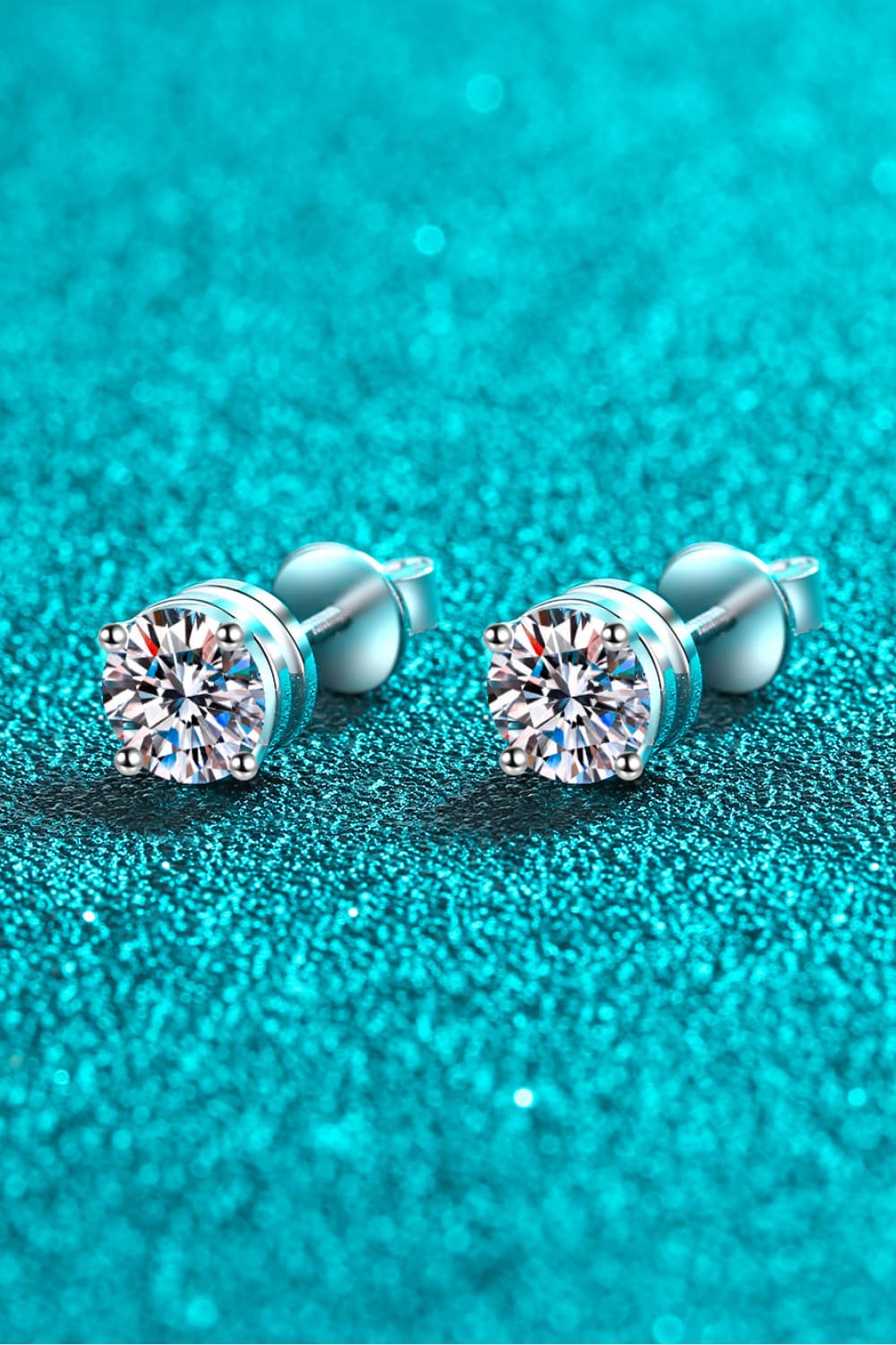 2 Carat Moissanite Rhodium - Plated Stud Earrings - Runway Regalia