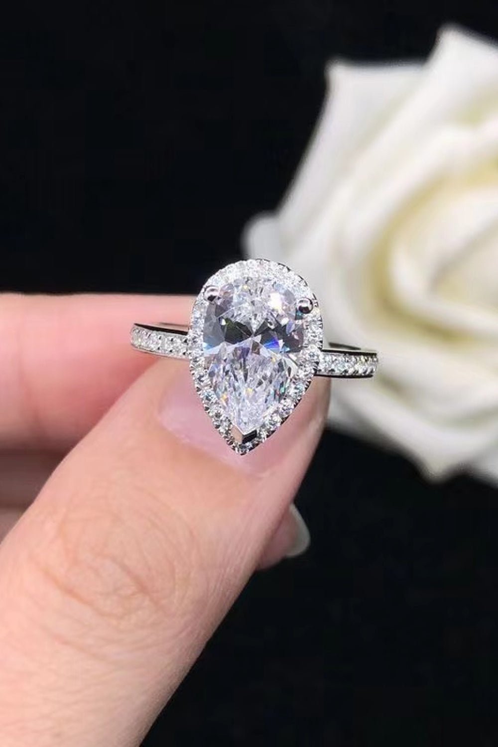 2 Carat Moissanite Teardrop Cluster Ring - Runway Regalia