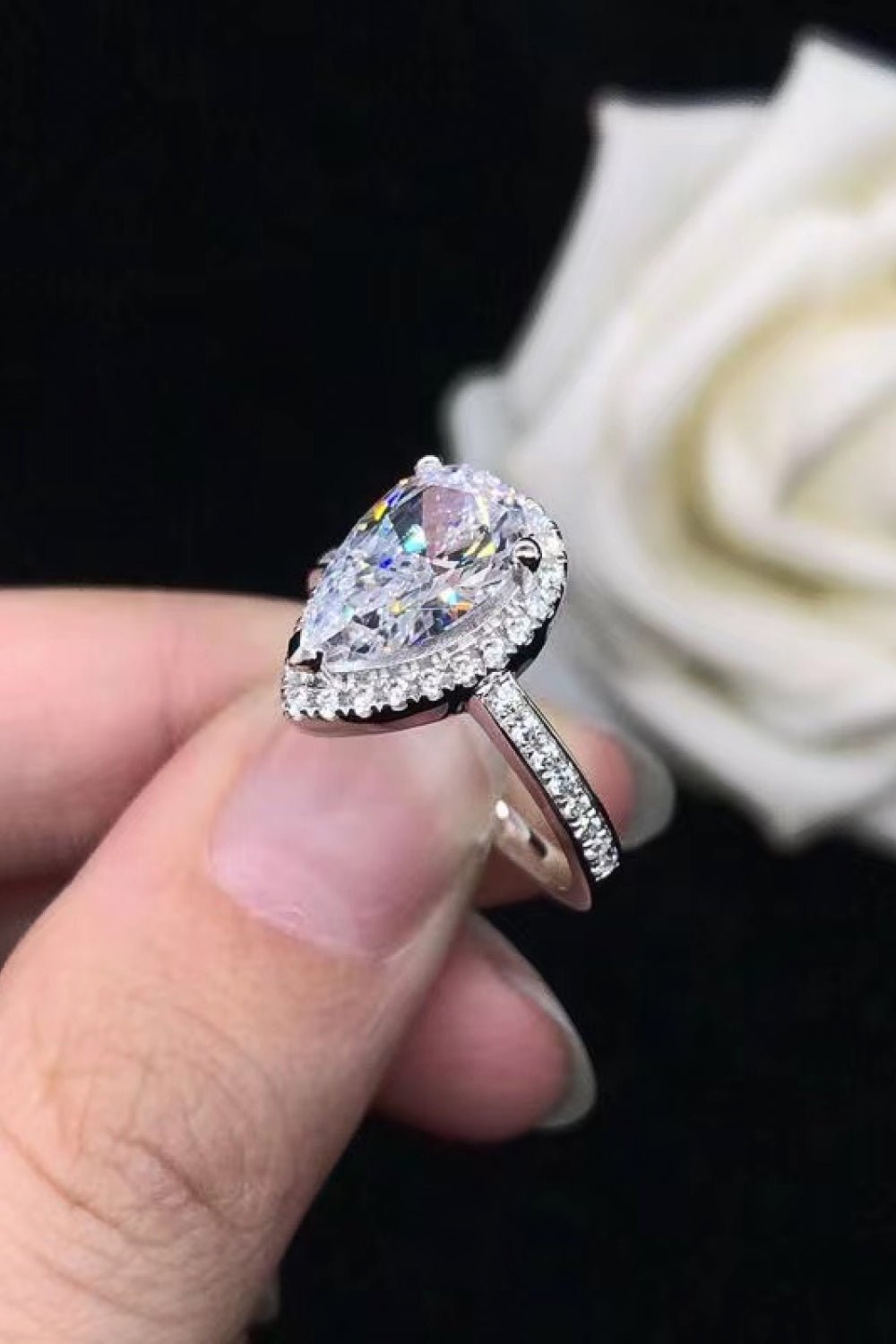 2 Carat Moissanite Teardrop Cluster Ring - Runway Regalia