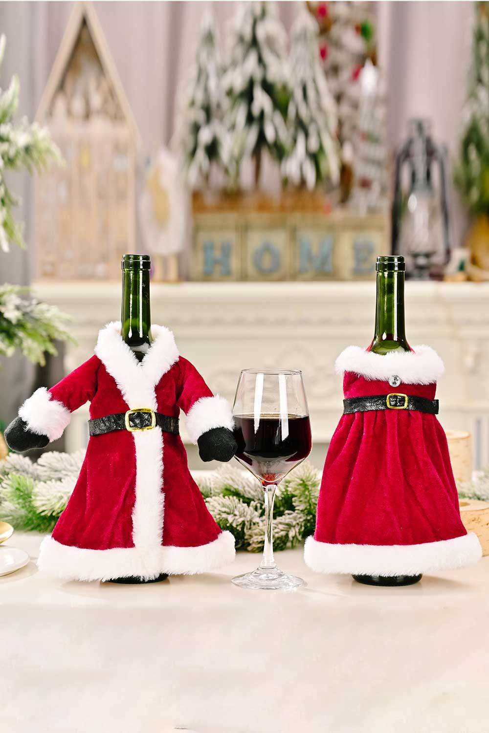 2 - Pack Christmas Dress Wine Bottle Covers - Runway Regalia