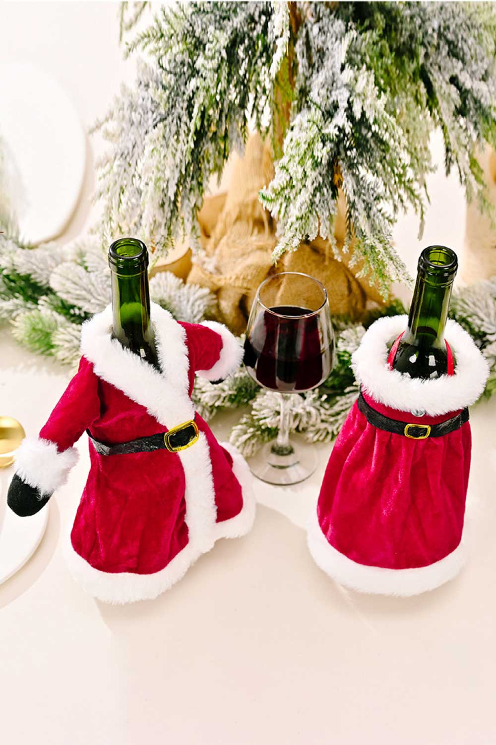 2 - Pack Christmas Dress Wine Bottle Covers - Runway Regalia