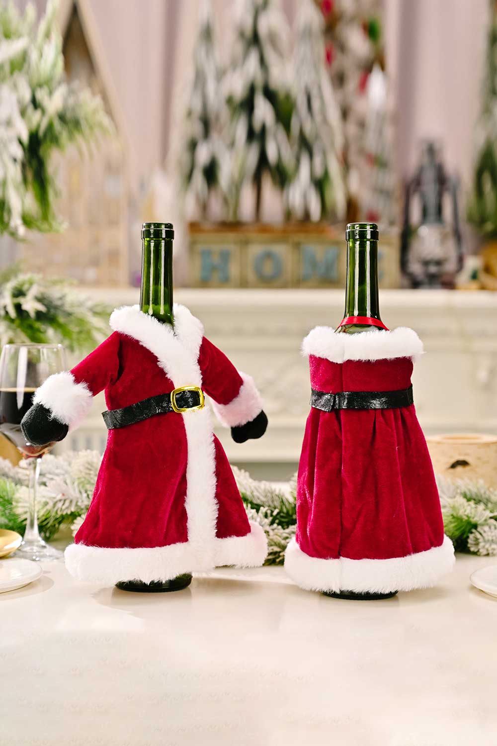 2 - Pack Christmas Dress Wine Bottle Covers - Runway Regalia