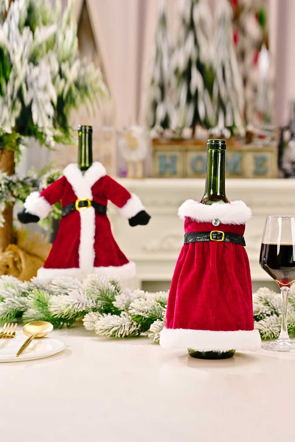 2 - Pack Christmas Dress Wine Bottle Covers - Runway Regalia