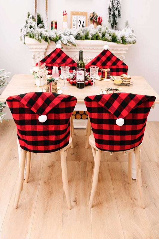 2 - Pack Christmas Plaid Chair Covers - Runway Regalia