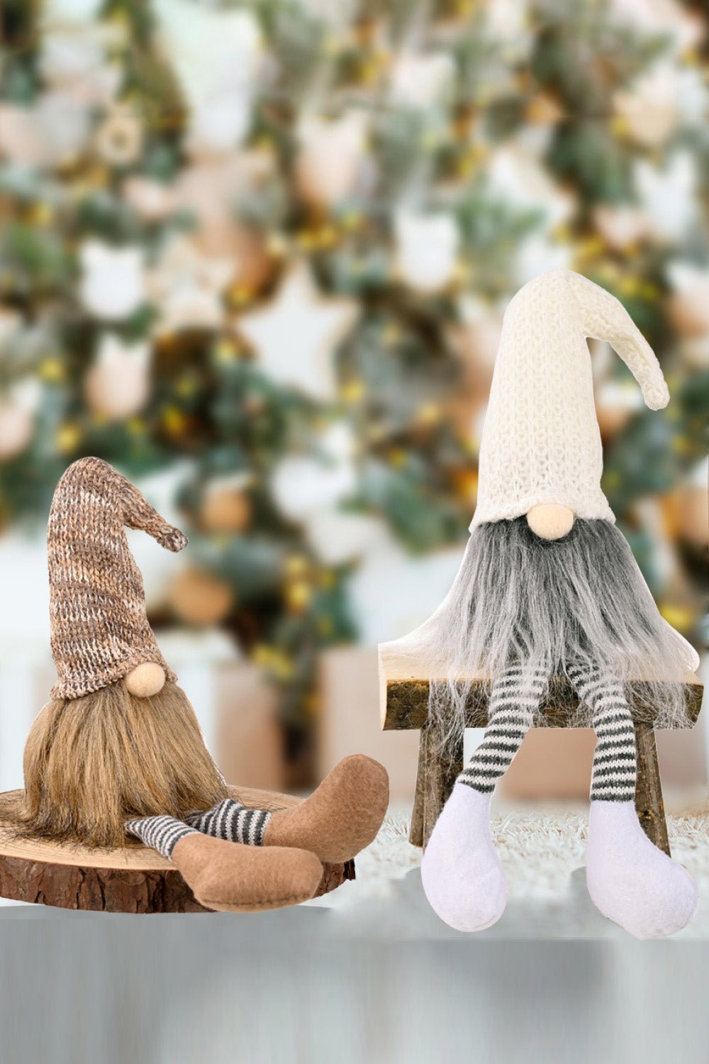 2 - Pack Christmas Striped Faceless Gnomes - Runway Regalia