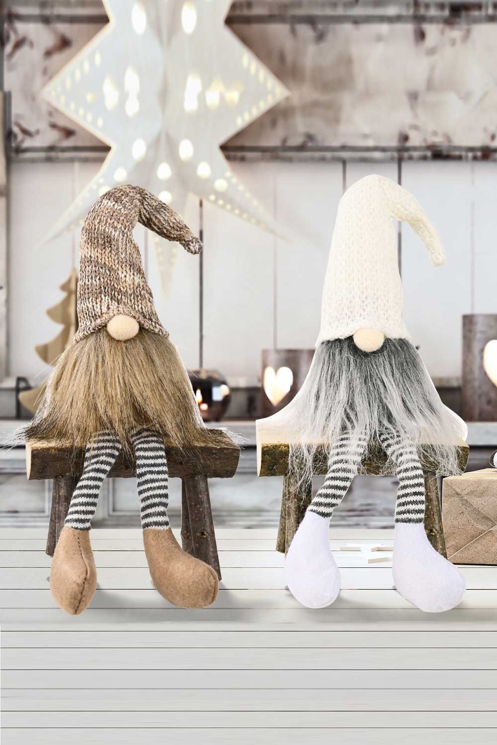 2 - Pack Christmas Striped Faceless Gnomes - Runway Regalia