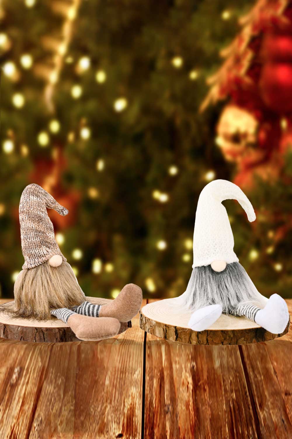 2 - Pack Christmas Striped Faceless Gnomes - Runway Regalia