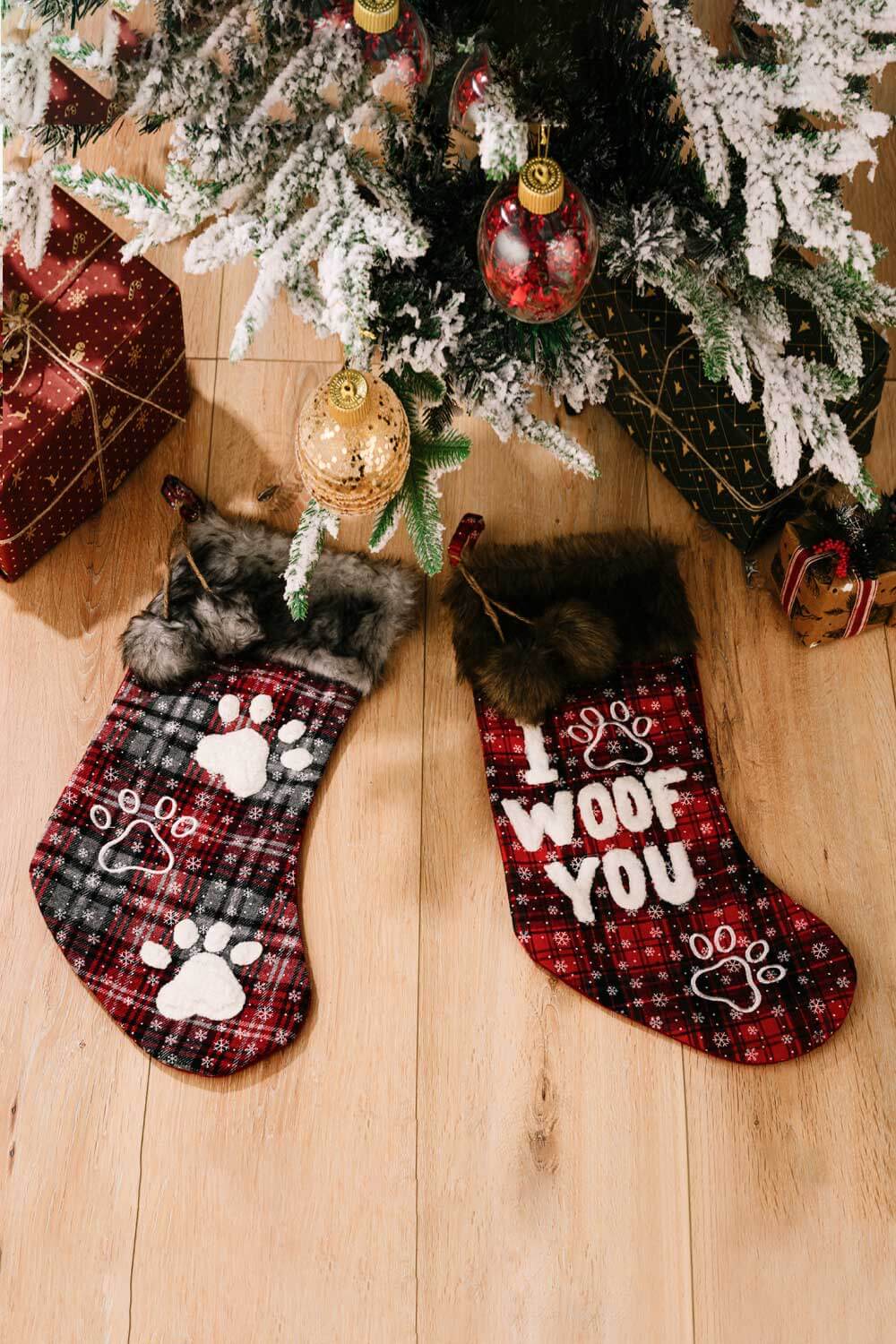 2 - Pack Plush Christmas Stockings - Runway Regalia