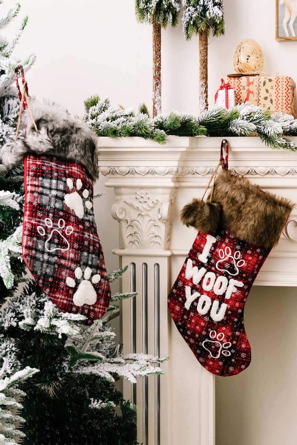 2 - Pack Plush Christmas Stockings - Runway Regalia