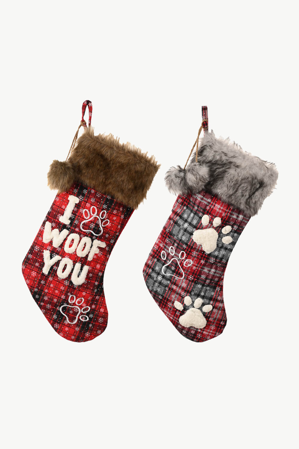 2 - Pack Plush Christmas Stockings - Runway Regalia