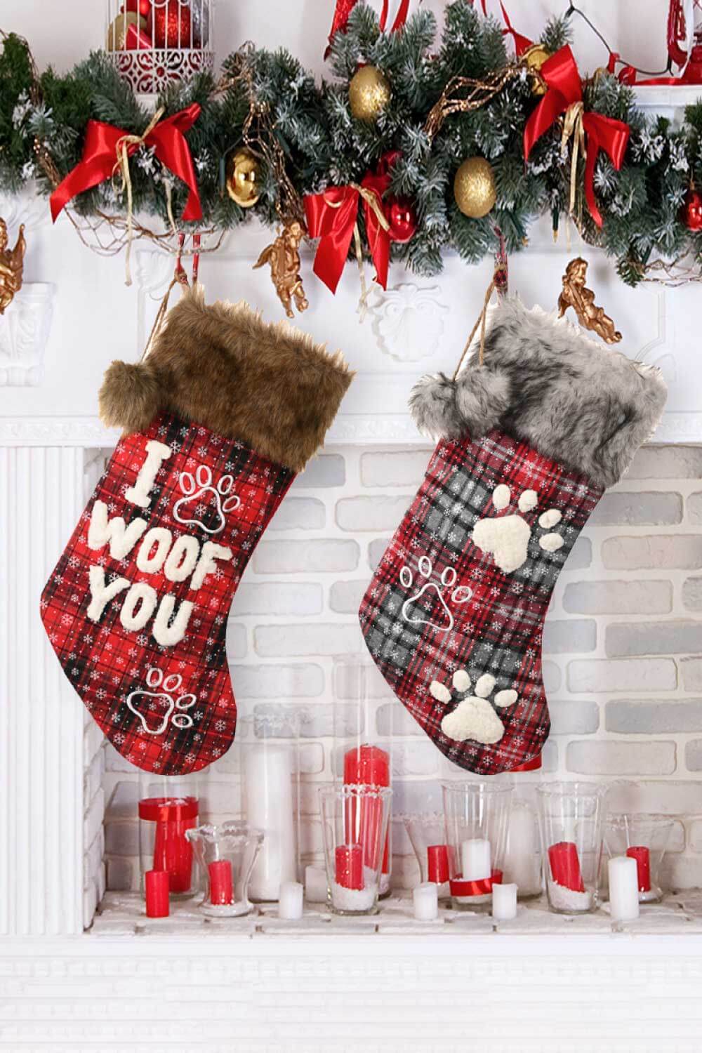 2 - Pack Plush Christmas Stockings - Runway Regalia