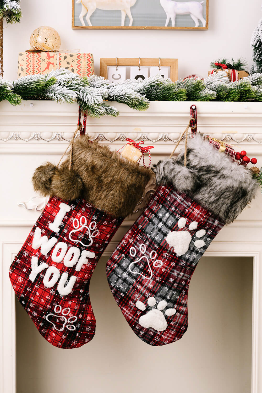 2 - Pack Plush Christmas Stockings - Runway Regalia