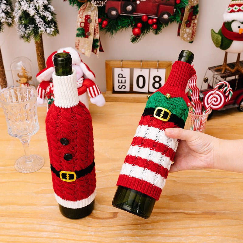 2 - Piece Cable - Knit Wine Bottle Covers - Runway Regalia