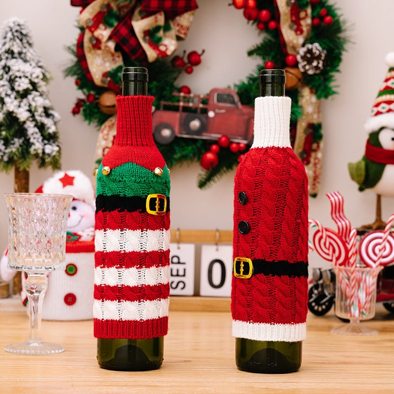 2 - Piece Cable - Knit Wine Bottle Covers - Runway Regalia