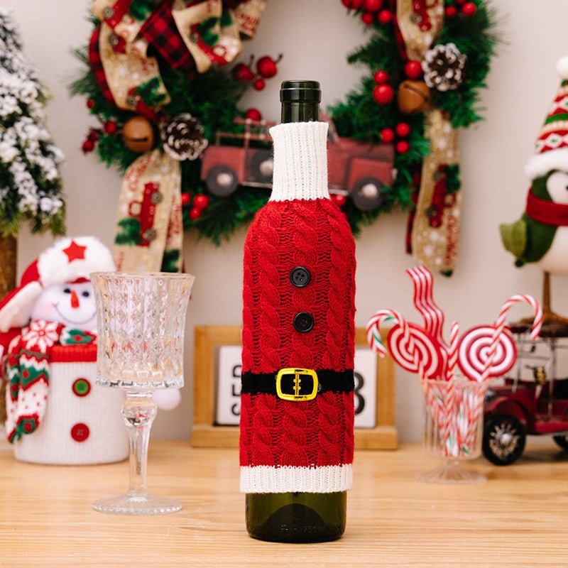 2 - Piece Cable - Knit Wine Bottle Covers - Runway Regalia