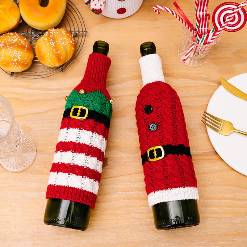 2 - Piece Cable - Knit Wine Bottle Covers - Runway Regalia