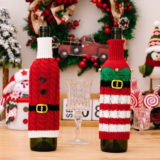 2 - Piece Cable - Knit Wine Bottle Covers - Runway Regalia