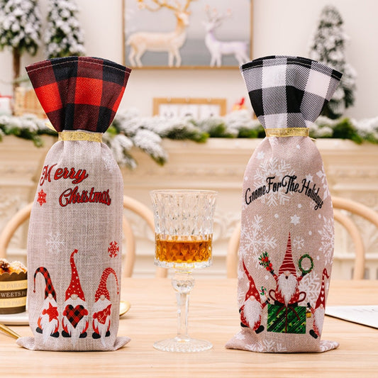 2 - Piece Christmas Plaid Wine Bottle Covers - Runway Regalia