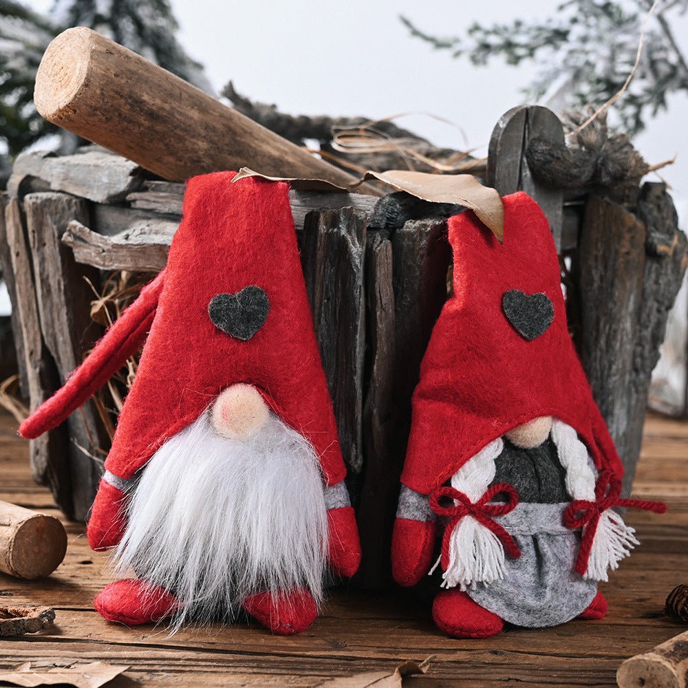 2 - Piece Heart Pointed Hat Faceless Gnomes - Runway Regalia