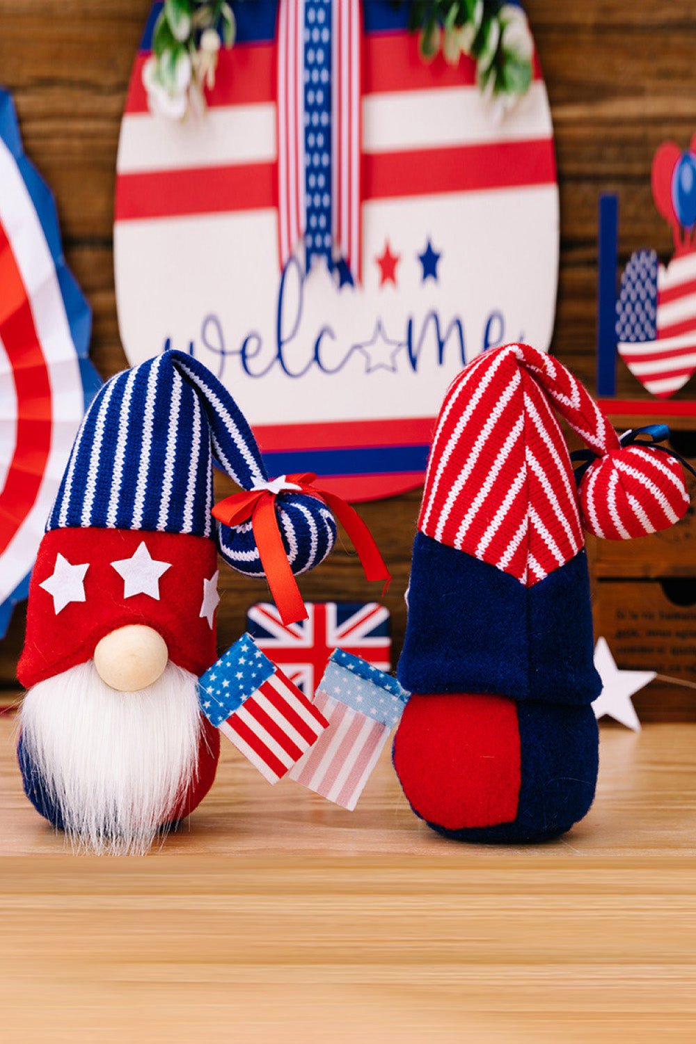 2 - Piece Independence Day Knit Decor Gnomes - Runway Regalia