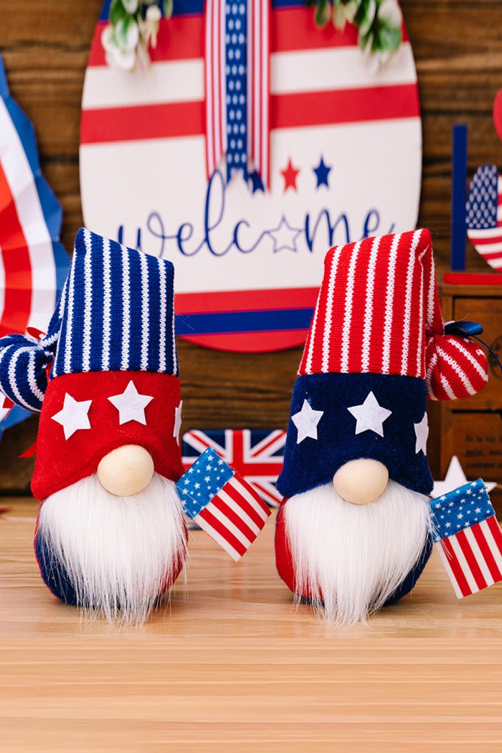 2 - Piece Independence Day Knit Decor Gnomes - Runway Regalia