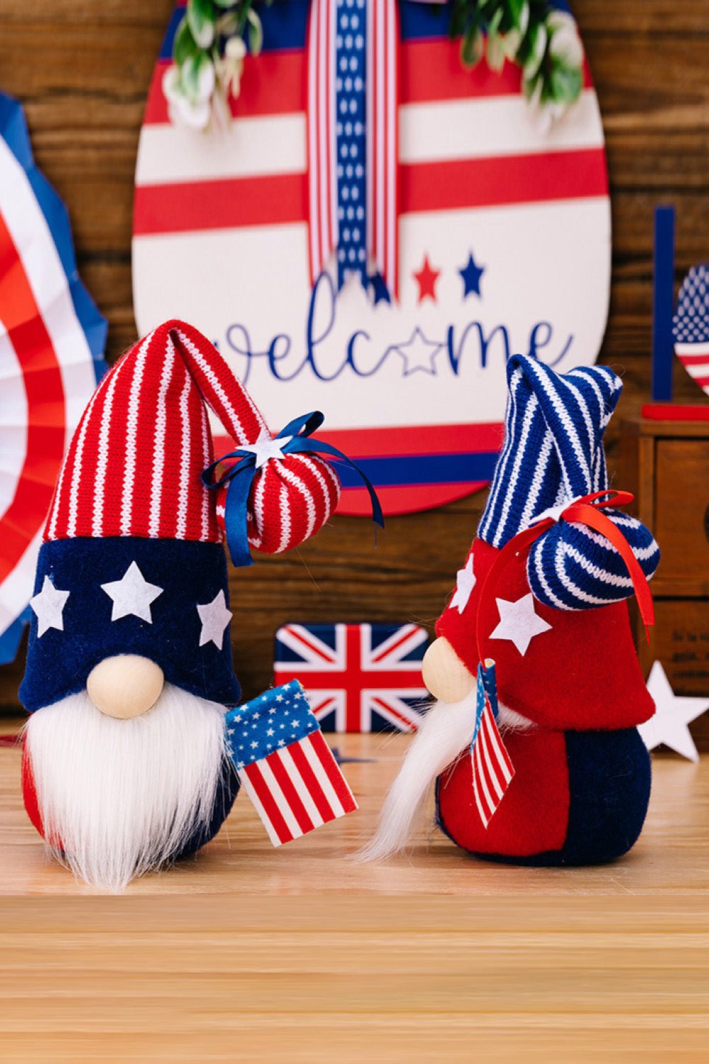 2 - Piece Independence Day Knit Decor Gnomes - Runway Regalia