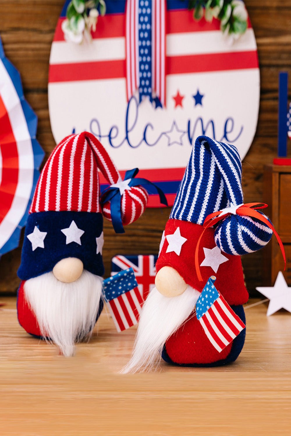 2 - Piece Independence Day Knit Decor Gnomes - Runway Regalia