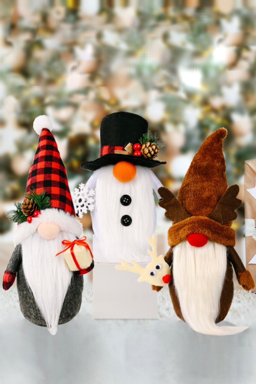 3 - Pack Christmas Faceless Gnomes - Runway Regalia