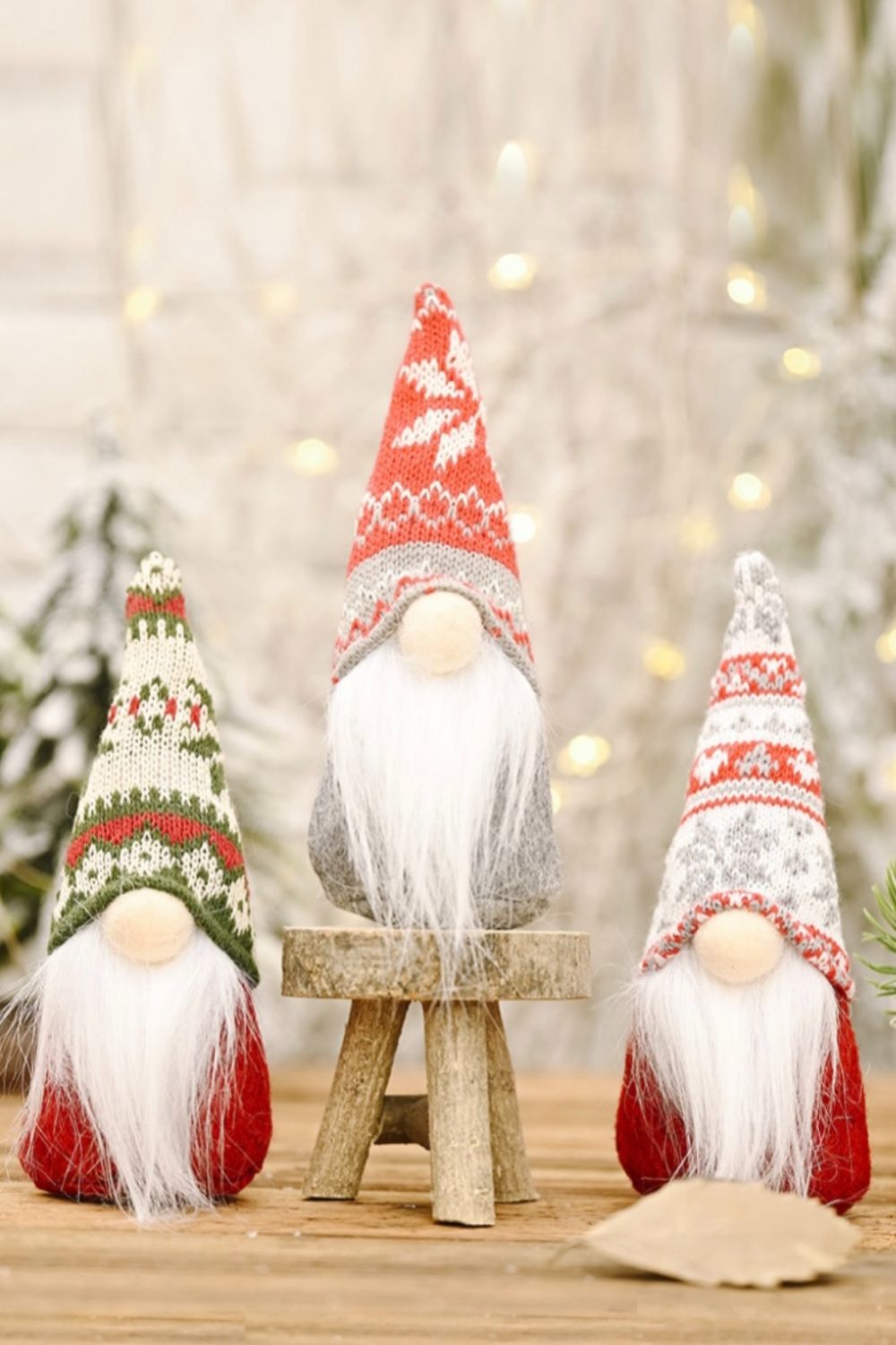 3 - Pack Christmas Snowflake Hat Faceless Gnomes - Runway Regalia