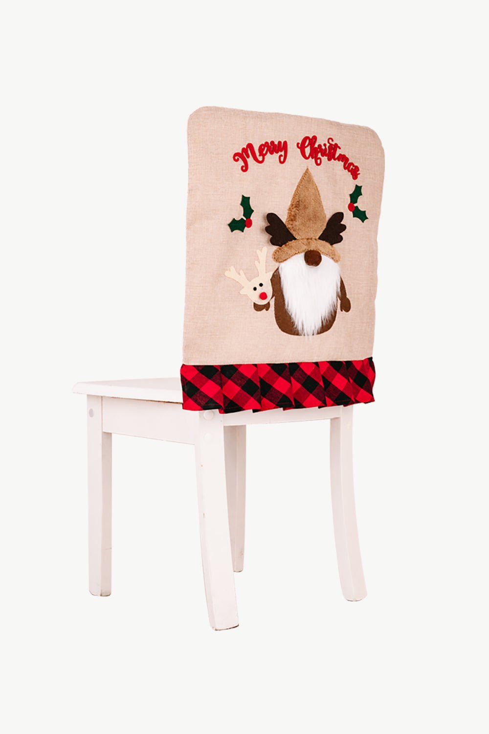 3 - Pack Plaid Christmas Gnome Chair Covers - Runway Regalia