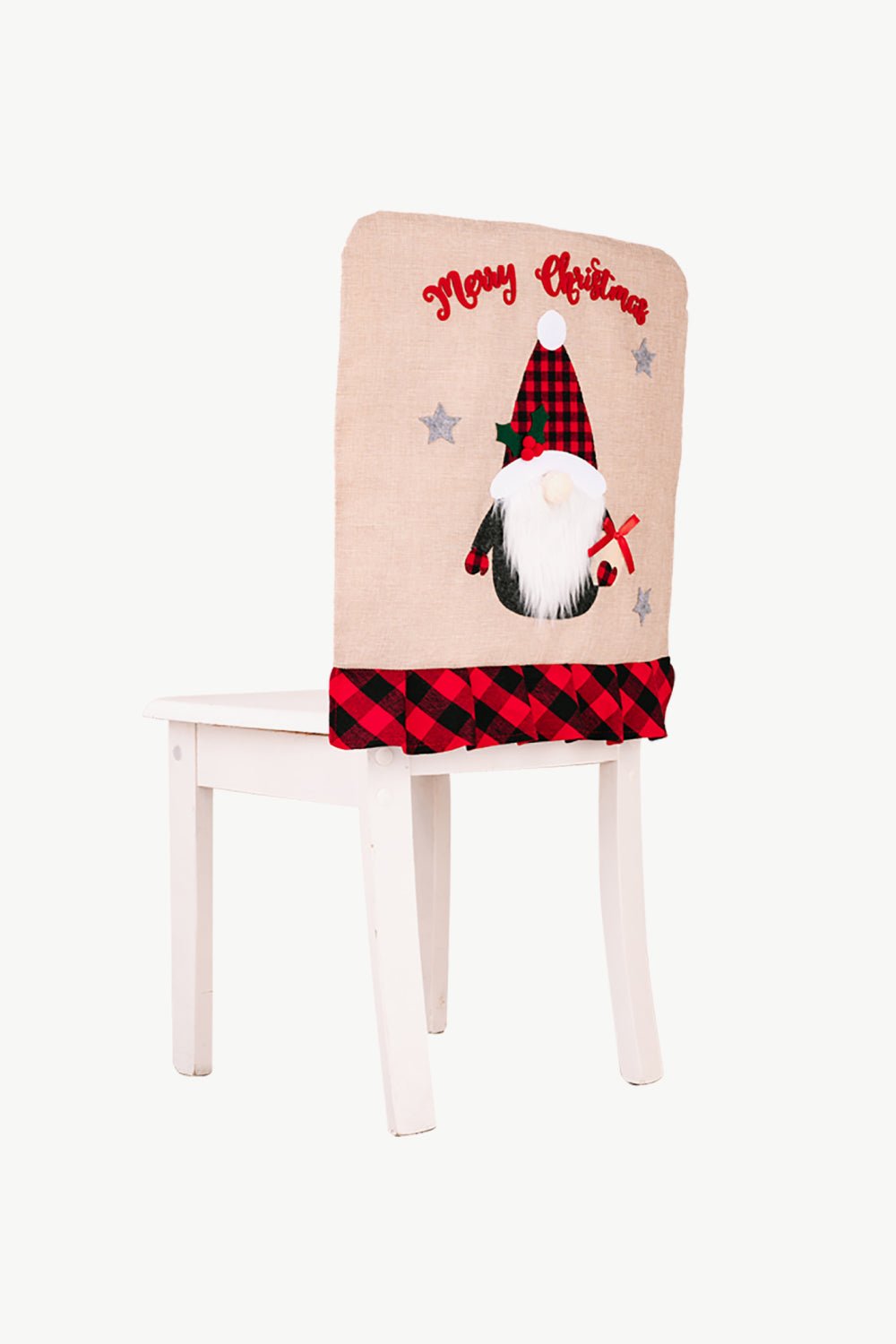 3 - Pack Plaid Christmas Gnome Chair Covers - Runway Regalia