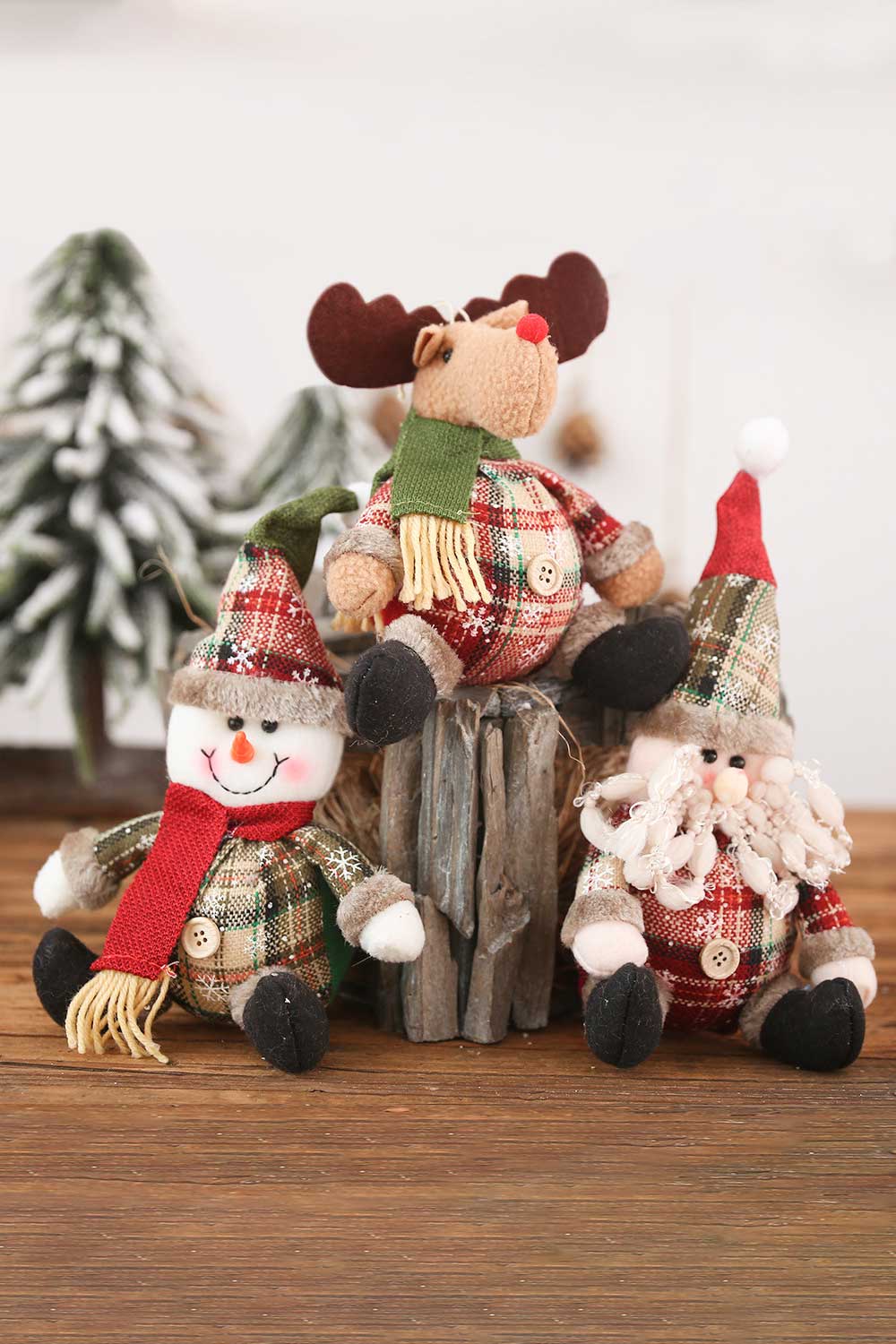 3 - Pack Plush Christmas Figure Ornaments - Runway Regalia