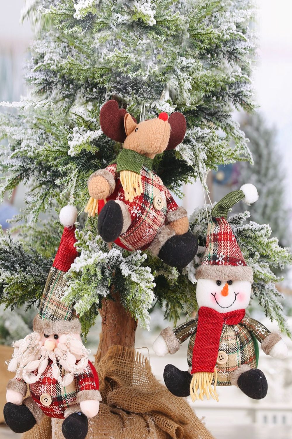 3 - Pack Plush Christmas Figure Ornaments - Runway Regalia