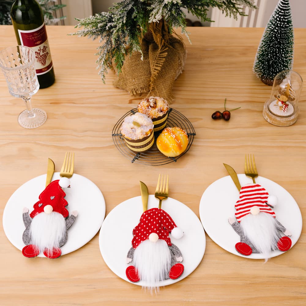 3 - Piece Faceless Gnome Cutlery Holders - Runway Regalia