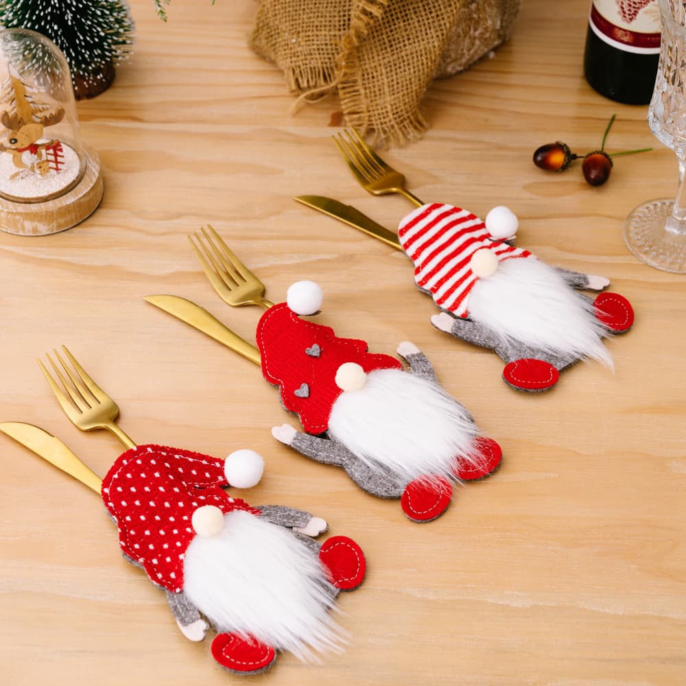 3 - Piece Faceless Gnome Cutlery Holders - Runway Regalia