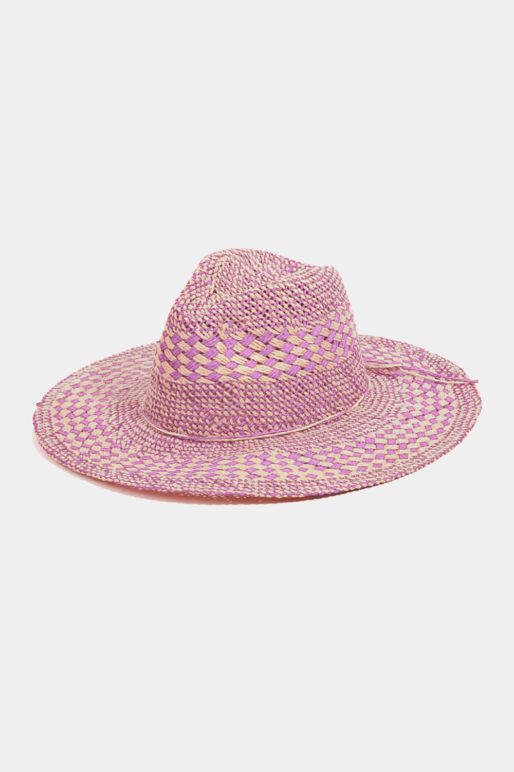 Fame Checkered Straw Weave Sun Hat