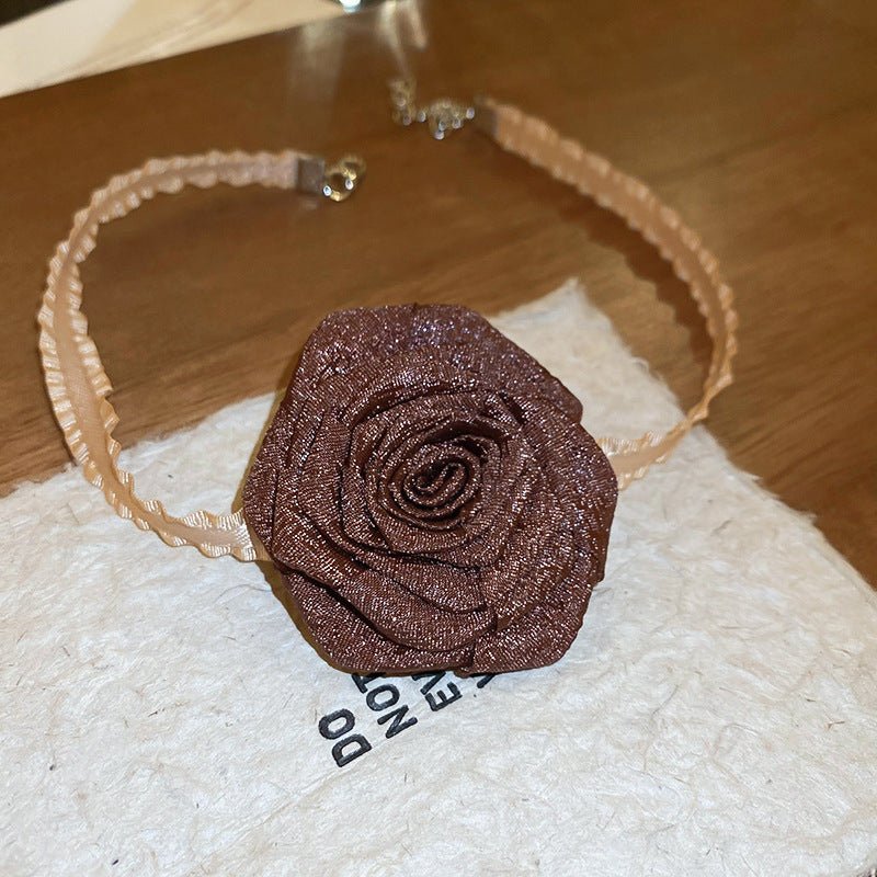 3D Rose Alloy Buckle Necklace - Runway Regalia