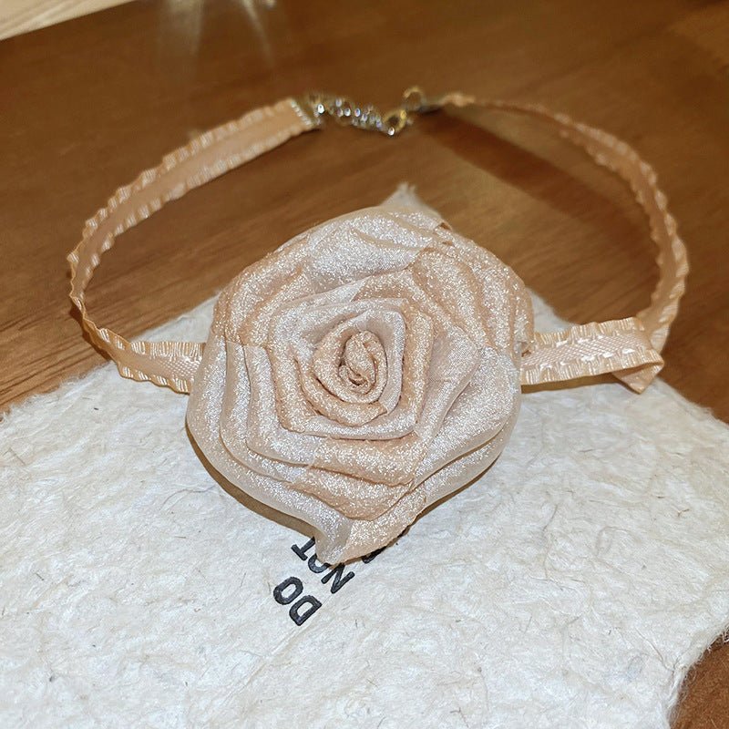 3D Rose Alloy Buckle Necklace - Runway Regalia