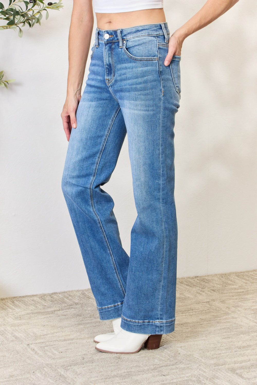 RISEN Full Size High Waist Straight Jeans