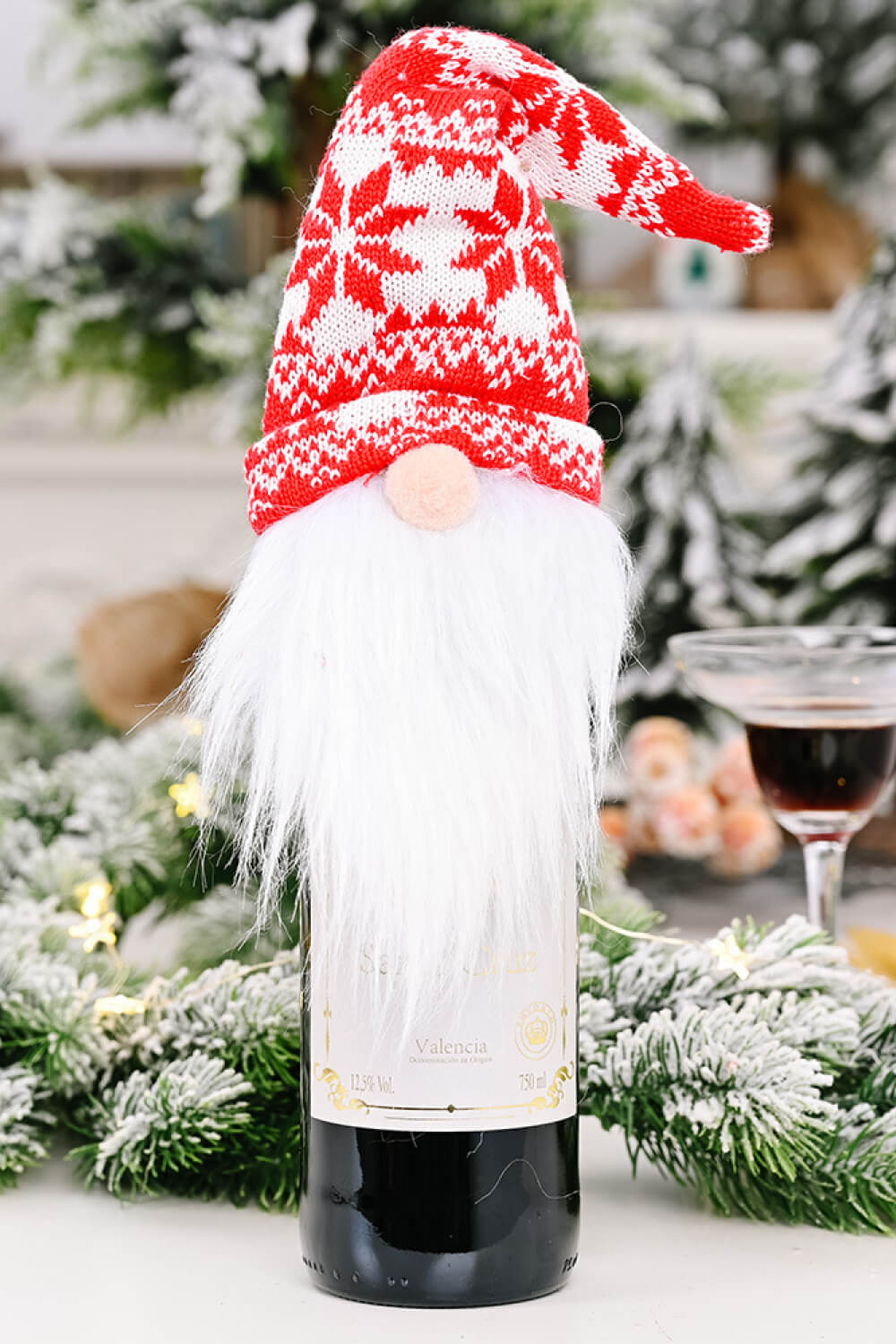 4 - Pack Christmas Faceless Gnome Wine Bottle Covers - Runway Regalia