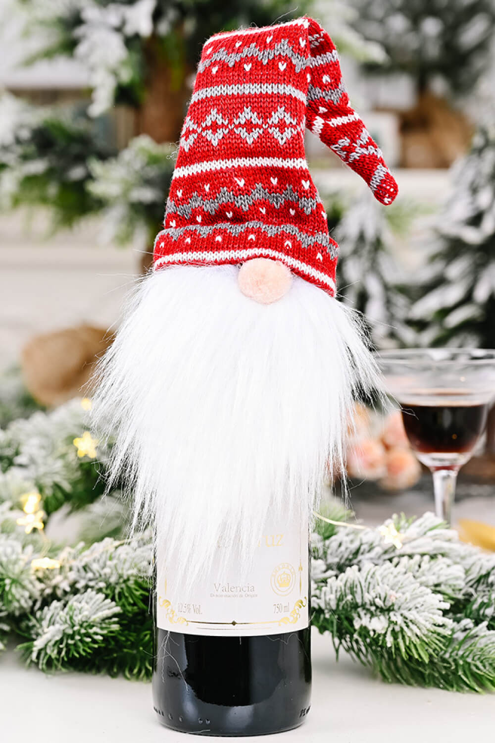 4 - Pack Christmas Faceless Gnome Wine Bottle Covers - Runway Regalia