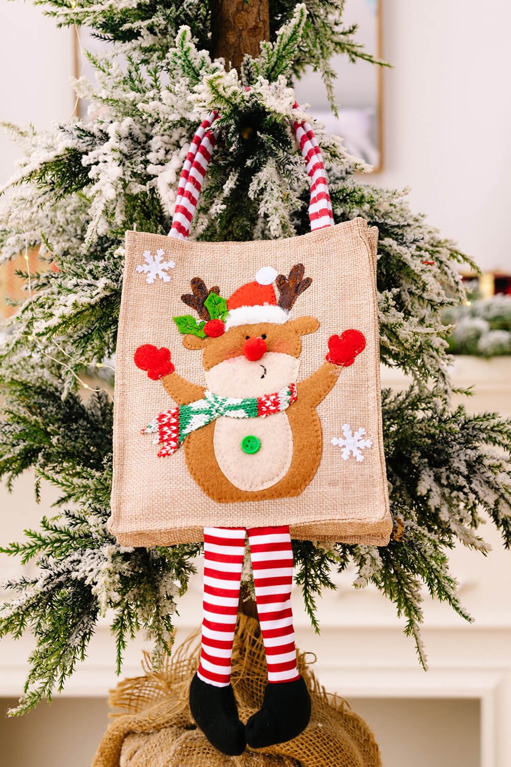 4 - Pack Christmas Gnome Graphic Striped Gift Bag - Runway Regalia