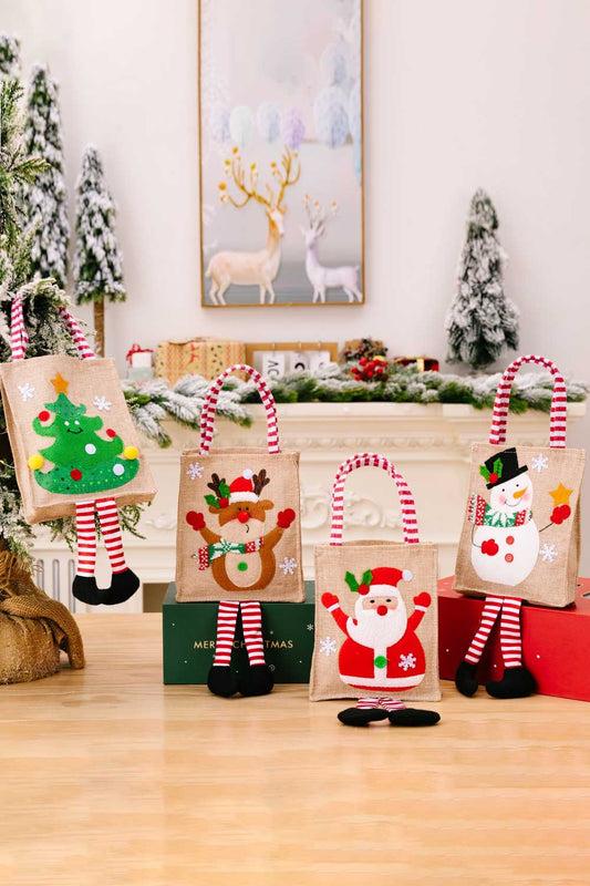 4 - Pack Christmas Gnome Graphic Striped Gift Bag - Runway Regalia