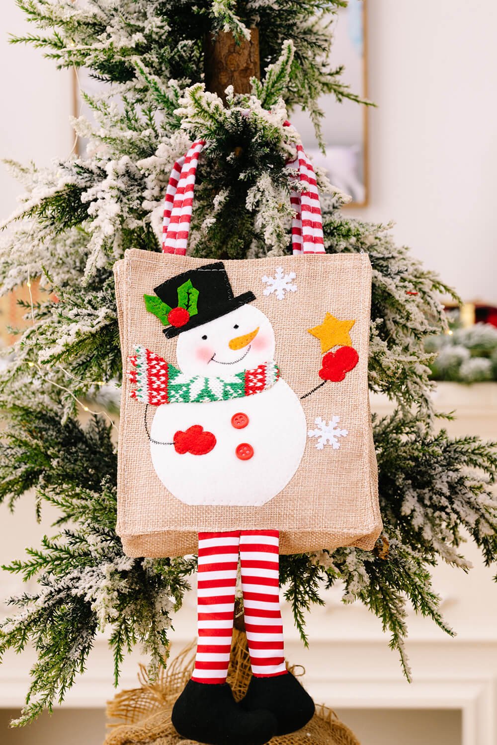 4 - Pack Christmas Gnome Graphic Striped Gift Bag - Runway Regalia