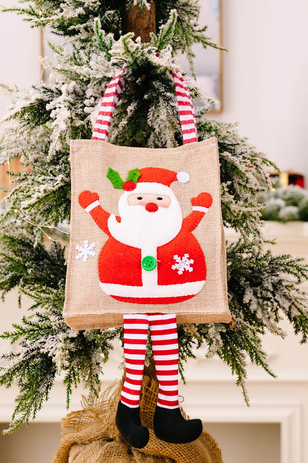 4 - Pack Christmas Gnome Graphic Striped Gift Bag - Runway Regalia