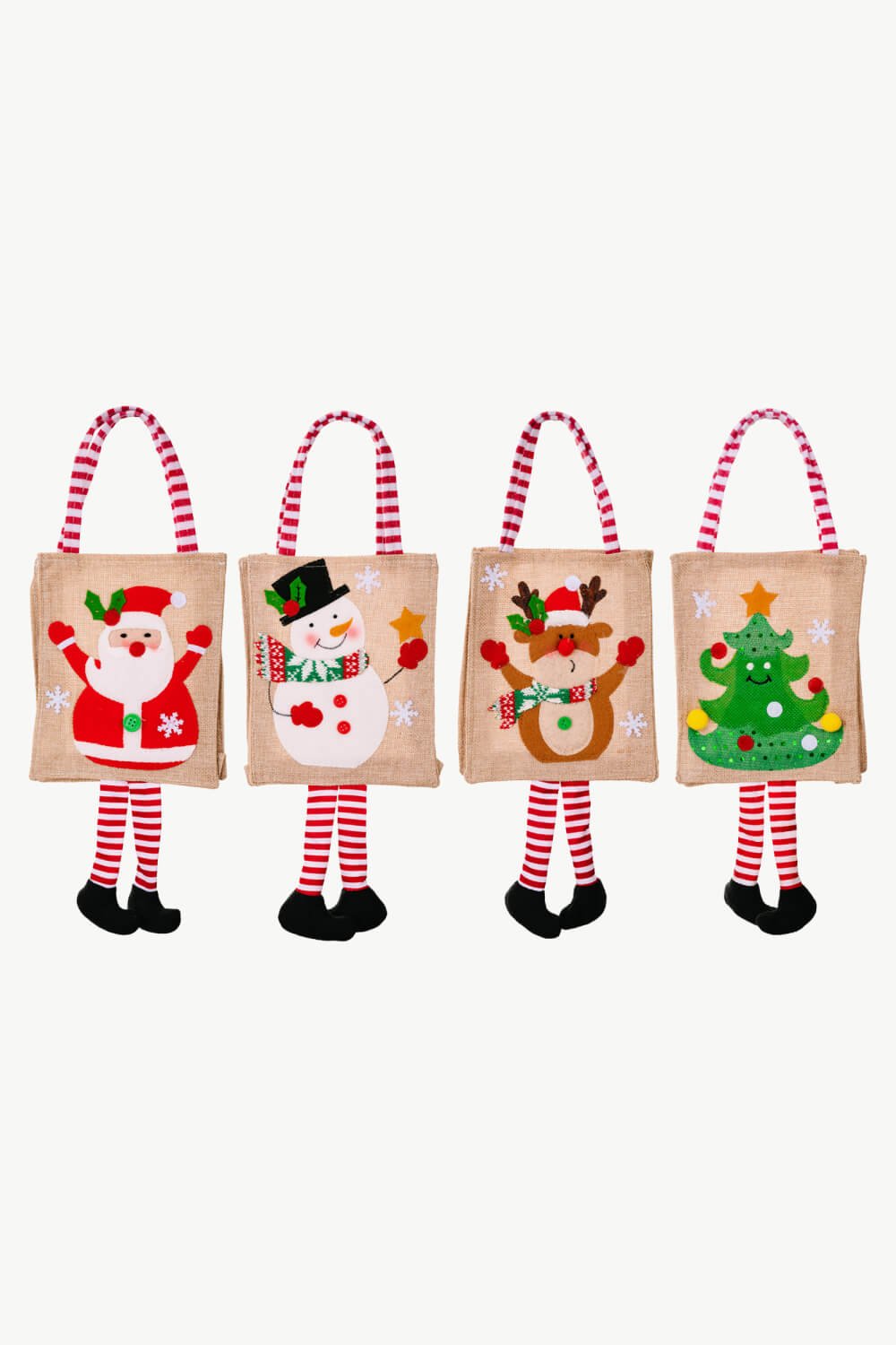 4 - Pack Christmas Gnome Graphic Striped Gift Bag - Runway Regalia