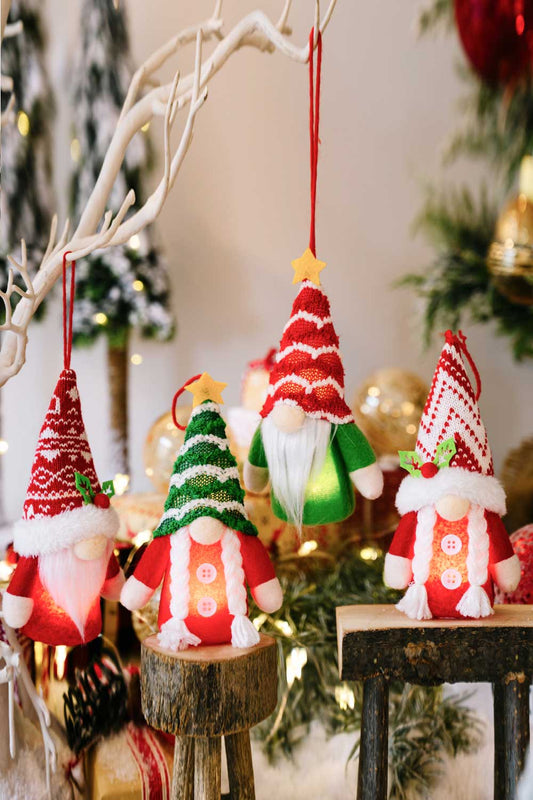 4 - Pack Christmas Light - Up Faceless Gnome Hanging Widgets - Runway Regalia